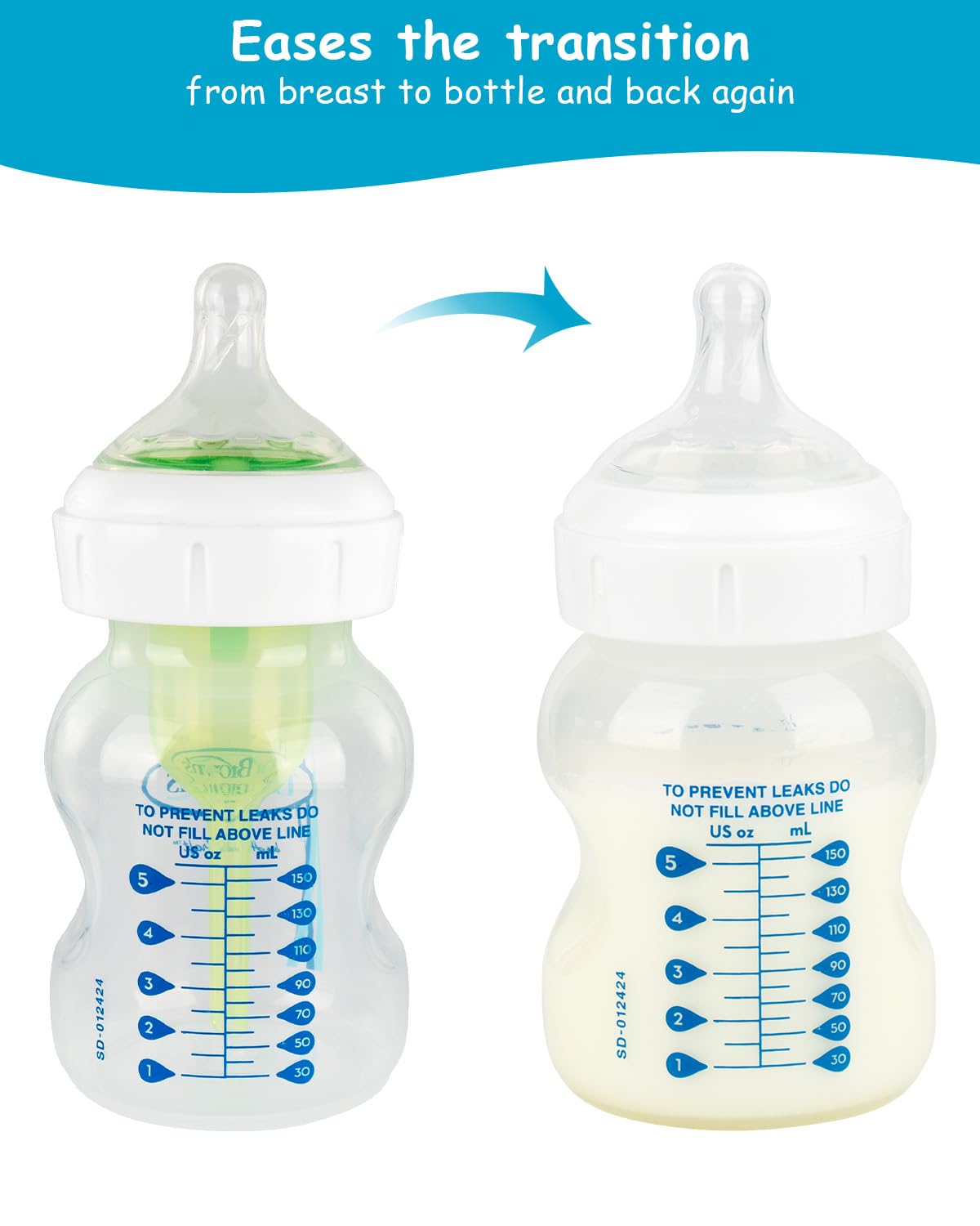 Silicone Nipple for Dr. Brown's Natural Flow Level 1 Wide-Neck Baby Bottle, 0m+, Slow Flow, 6 Count