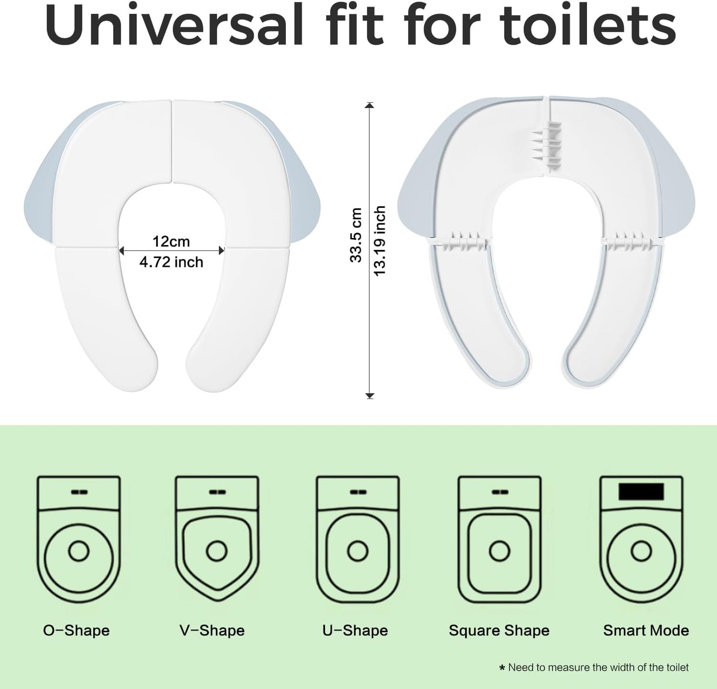 FOOYOO Foldable Toddler Toilet Seat | Portable Potty Training Seat for Travel & Home, Non-Slip, Fits Most Toilets, Easy to Clean, with Travel Bag (Gray)