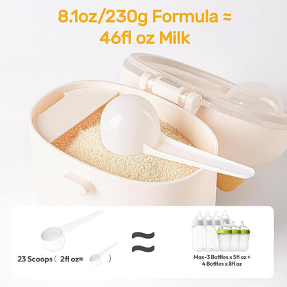 NCVI Baby Formula Dispenser On The Go, Formula Container To Go, Formula Holder for Travel, Outdoor Picnic with Baby Infant, Portable Container for Milk Powder, Snacks, Candy, Fruits (Pink)