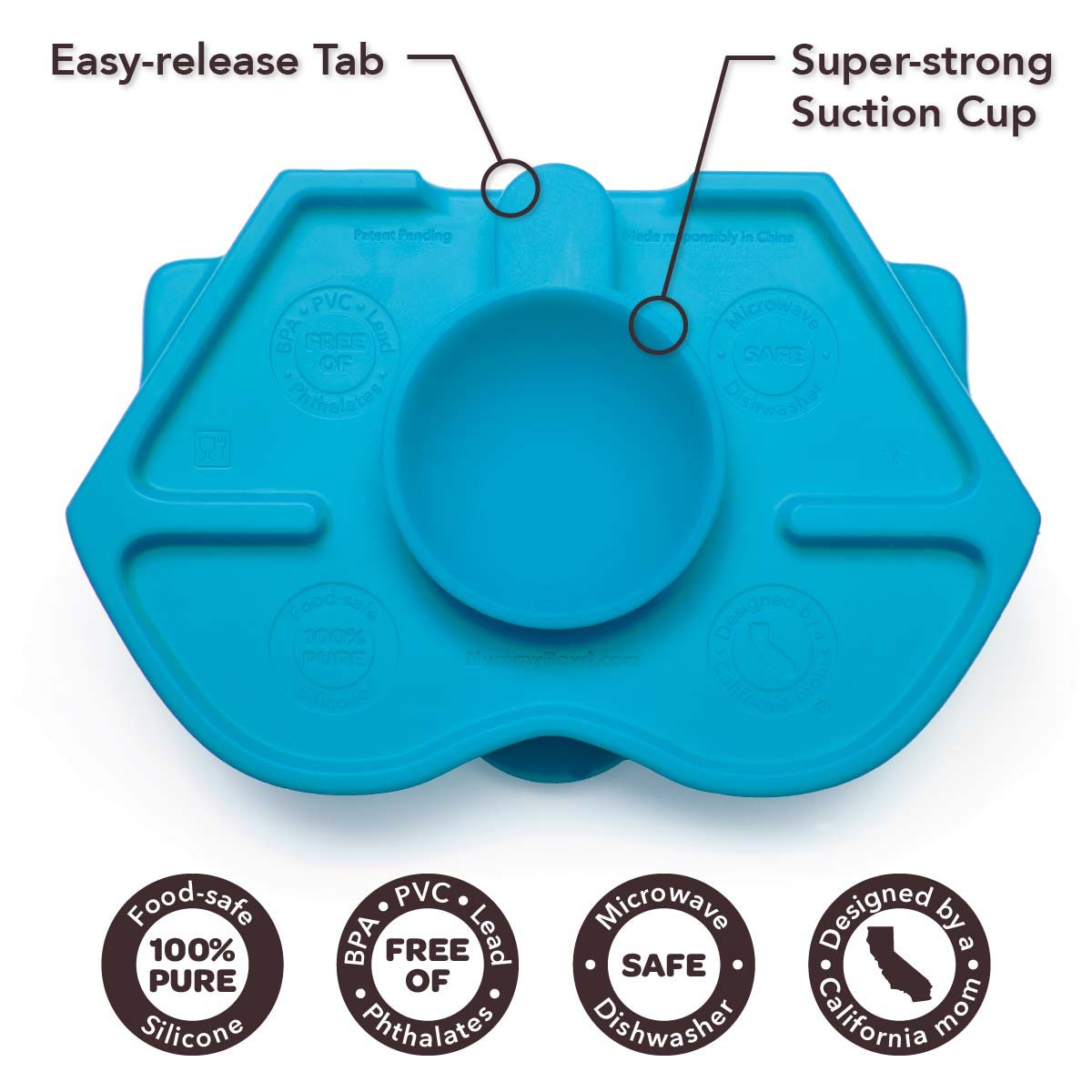 Nummy BOWL - Pure Silicone Bowl with Hidden Suction Cup for Babies and Toddlers | BPA and Phthalate Free | Microwave and Dishwasher Safe | Great Baby Gift (Blue, Puppy Pal Collection)