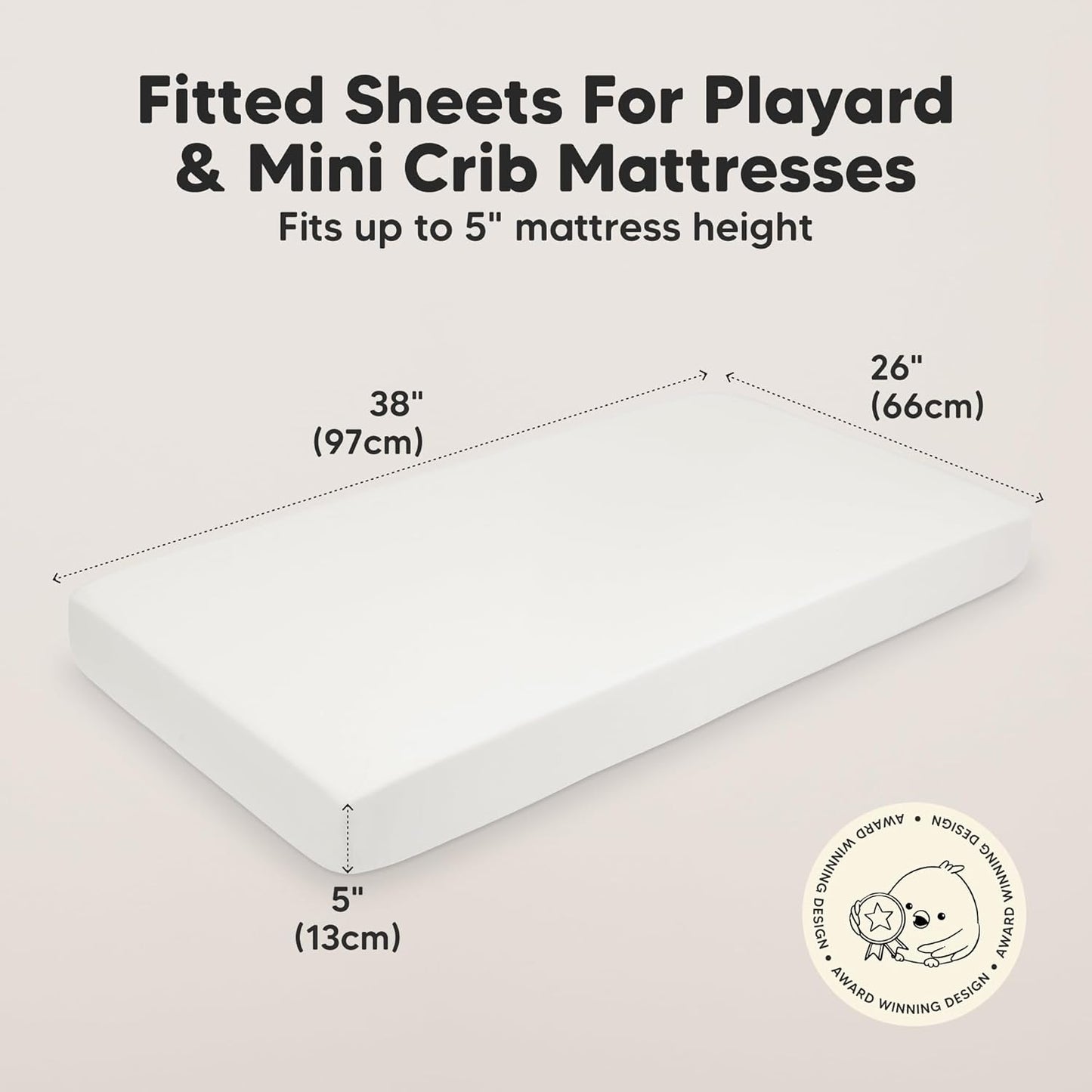 2-Pack Mini Crib Sheets Fitted - 38x26 Pack N Play Sheets for Pack and Play Mattress, Organic Cotton, Soft & Breathable Playard Bedding, Neutral Mini Toddler Bed Cover for Boys, Girls (Dragon Tale)