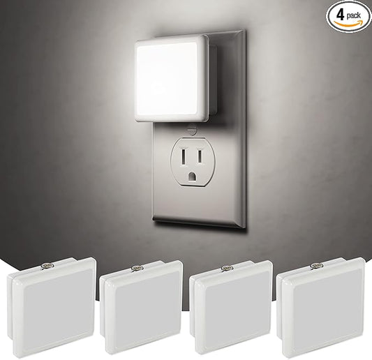JandCase LED Night Light, Night Light Plug into Wall with Light Sensors[4 Pack], 5000K Daylight, Small Nightlight for Kids Bathroom,Hallway,Dinning Room,Kitchen