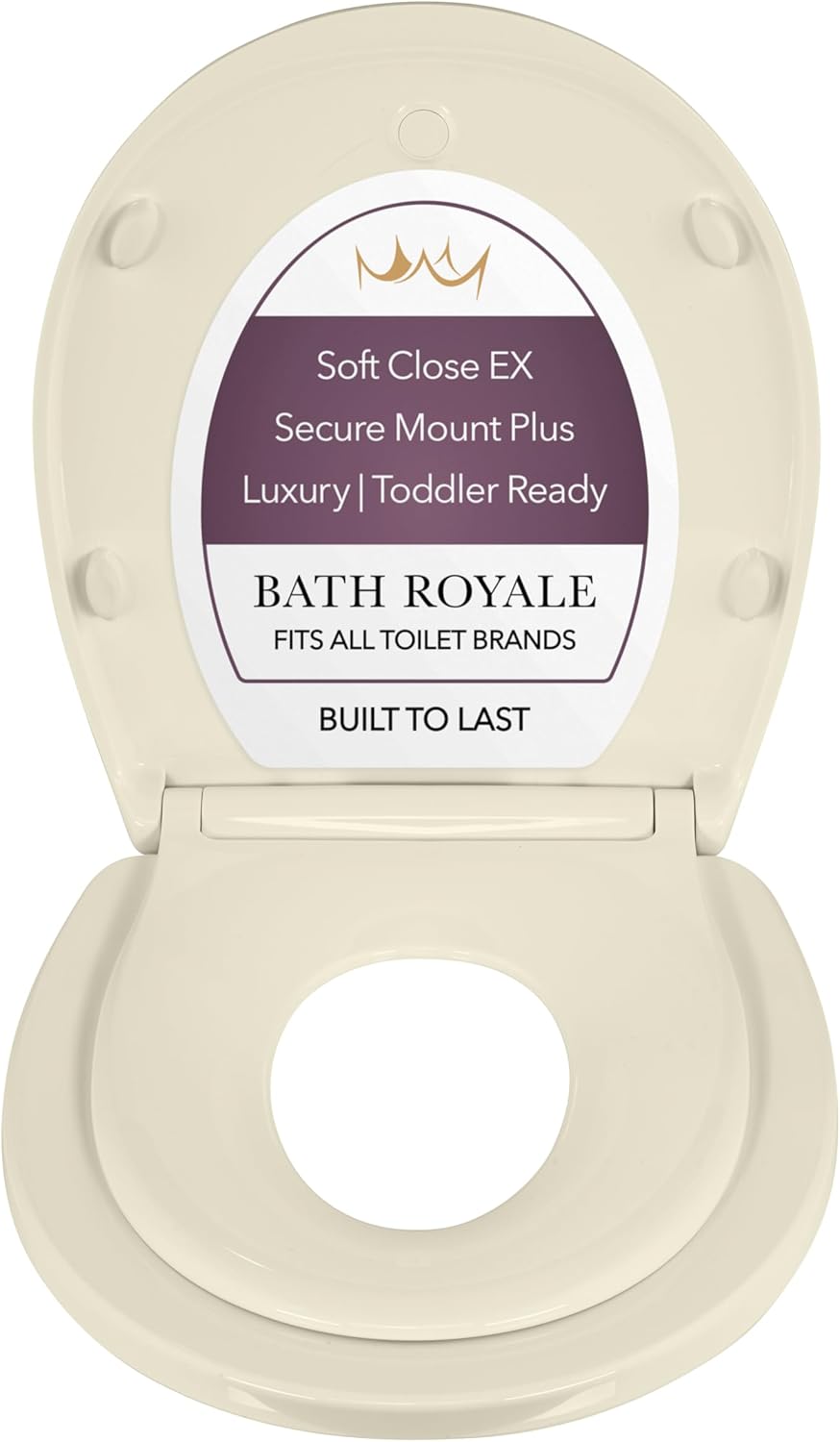 BATH ROYALE Potty Training Seat - Soft Close, Kingsport BR721-00, Elongated White, Adult & Child Combo
