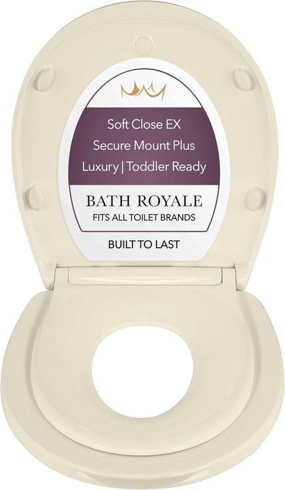 BATH ROYALE Potty Training Seat - Soft Close, Kingsport BR721-00, Elongated White, Adult & Child Combo