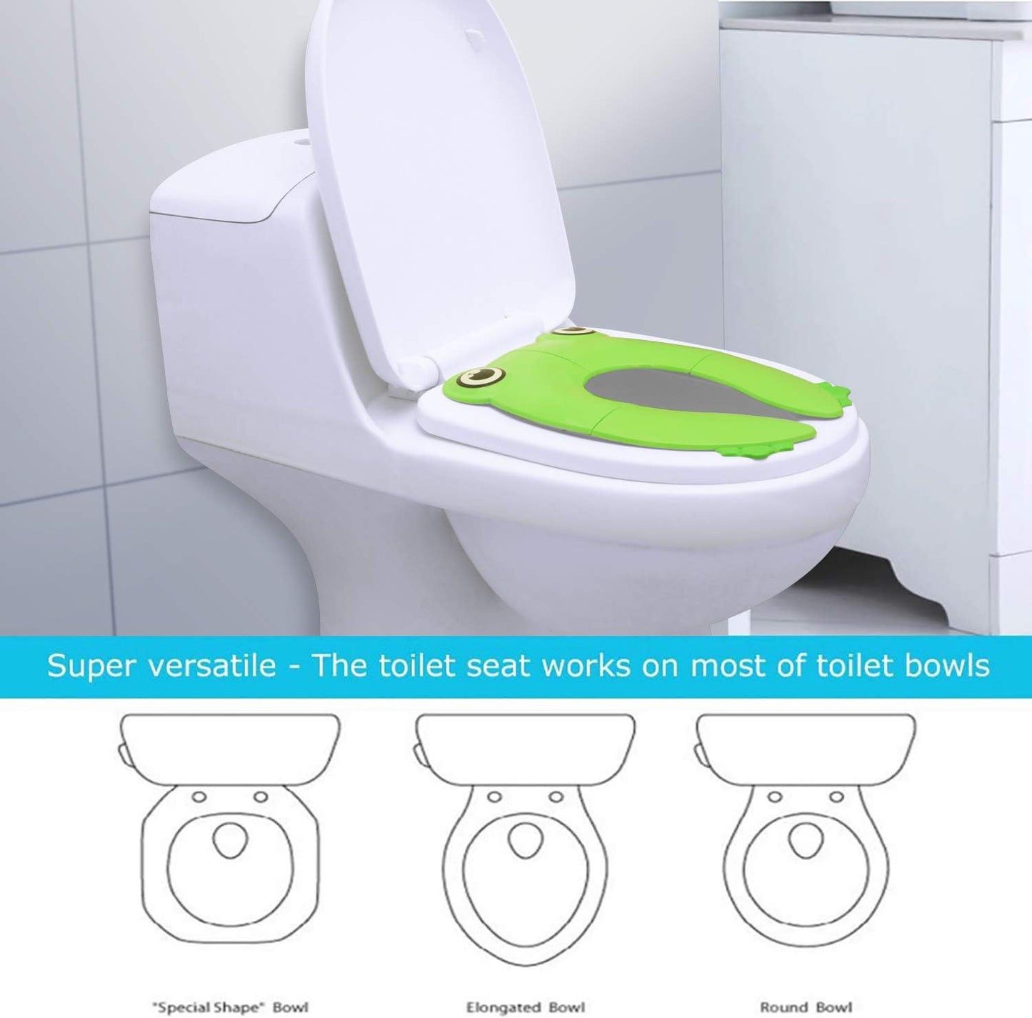 PandaEar Toilet Seat Cover | Folding Travel Toilet Seat for Children and Potty Training | Portable Silicone Toilet Seat for Toddlers, Boys & Girls with Non-Slip Silicone Pads -Panda