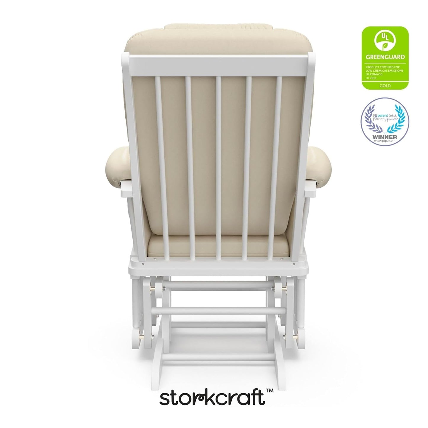 Storkcraft Tuscany Glider with Ottoman (Black/Gray) — GREENGUARD Gold Certified, Bonus Lumbar Cushion Included, Solid Wood Base, Smooth Motion, Award-Winning Nursery Rocking Chair, Glider and Ottoman