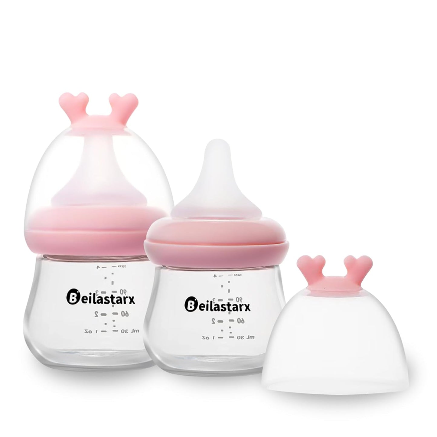 Glass Baby Bottles with Natural Response Nipple Size SS - Anti Colic Baby Bottles Wide Neck Slow Flow Baby Bottle (Multicolor, 4oz (Pack of 2))