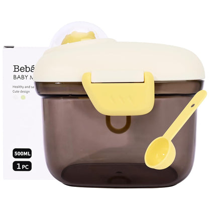 Bebamour Baby Formula Dispenser, BPA Free Portable Milk Powder and Candy Fruit Snack Storage Container with Scoop and Leveller for Travel, 450 ML, Green Cow