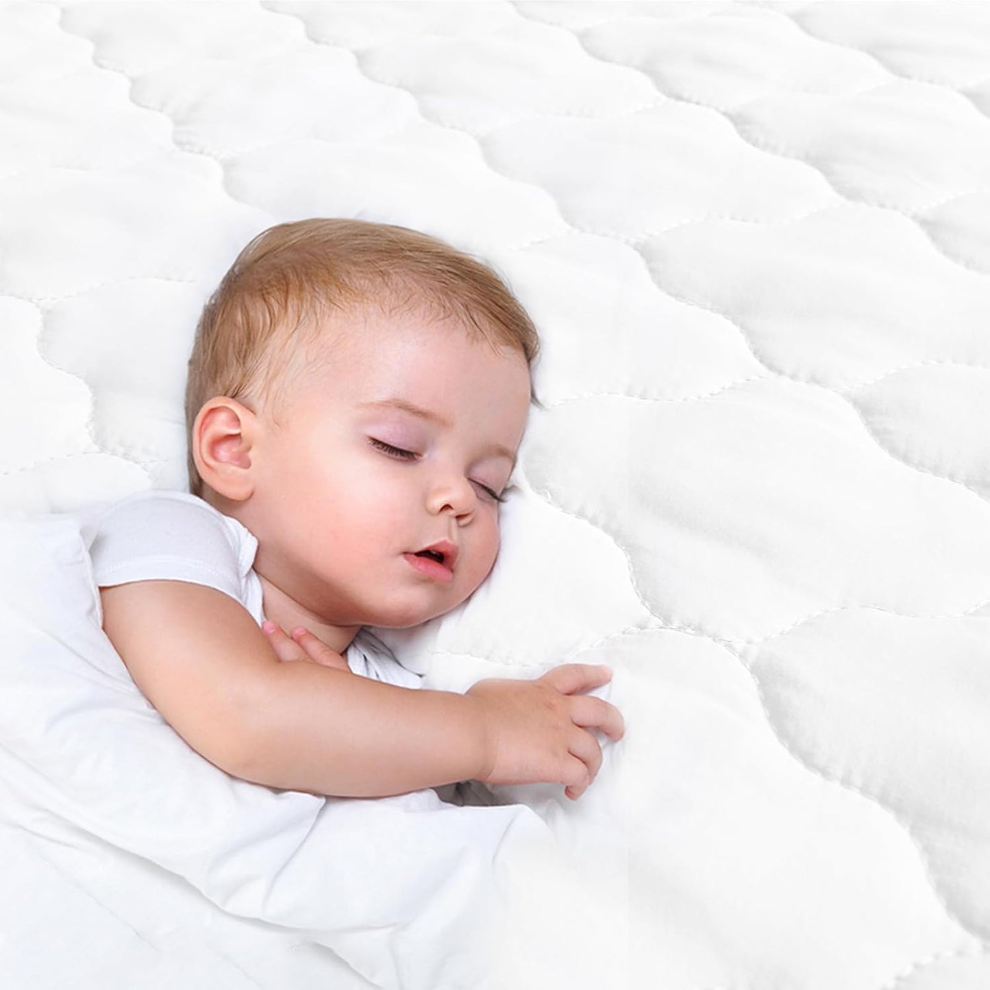 Bassinet Mattress Pad Cover Waterproof, Quilted Mattress Protector Sheets Fits All Mainstream Bassinet - Rectangle, Oval, Hourglass, 2 Pack, 17'' x 33'', Ultra Soft Breathable, White and Grey