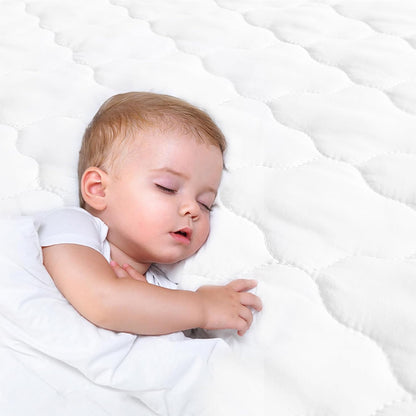 Bassinet Mattress Pad Cover Waterproof, Quilted Mattress Protector Sheets Fits All Mainstream Bassinet - Rectangle, Oval, Hourglass, 2 Pack, 17'' x 33'', Ultra Soft Breathable, White and Grey