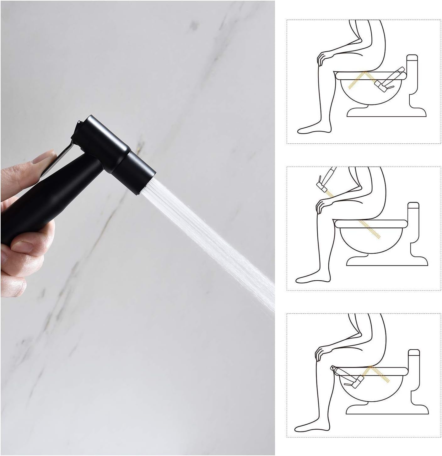 Handheld Bidet Sprayer for Toilet, Cloth Diaper Sprayer with Stainless Steel Hose, Holder, and T-Valve (Silver)