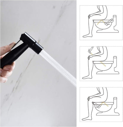 Handheld Bidet Sprayer for Toilet, Cloth Diaper Sprayer with Stainless Steel Hose, Holder, and T-Valve (Silver)