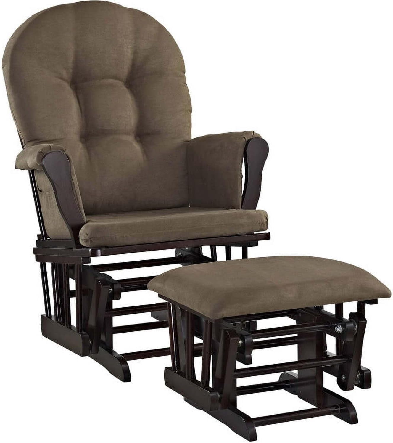 HomeStock Glider and Ottoman Set - Padded Arms, Storage Pockets, Metal Bearings White and Blue