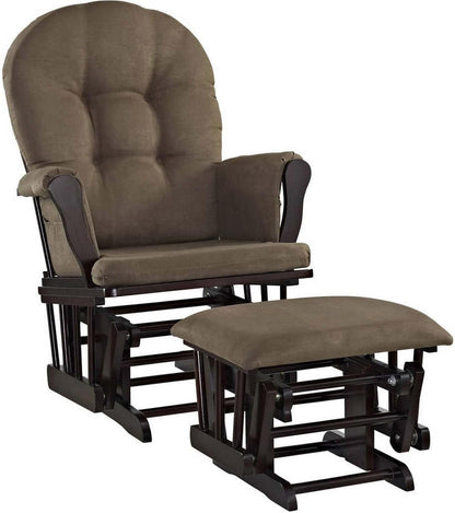 HomeStock Glider and Ottoman Set - Padded Arms, Storage Pockets, Metal Bearings White and Blue