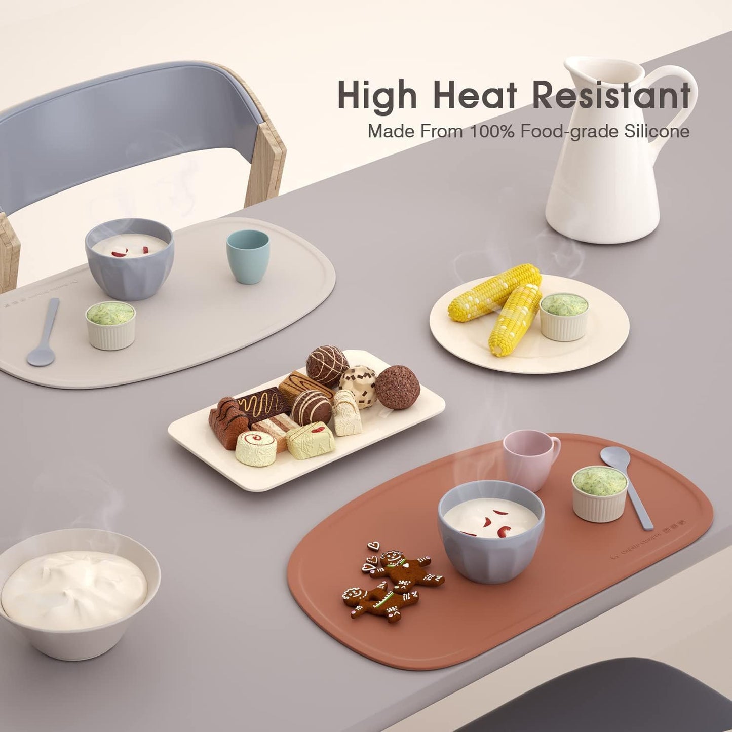 Cuddle Campus Set of 3 Silicone Placemats with Raised Edges for Kids,Toddlers,Babies, Non-Slip Dinning Table Mat, Baby Eating Mat, Food Mat Set 2