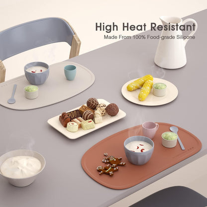 Cuddle Campus Set of 3 Silicone Placemats with Raised Edges for Kids,Toddlers,Babies, Non-Slip Dinning Table Mat, Baby Eating Mat, Food Mat Set 2