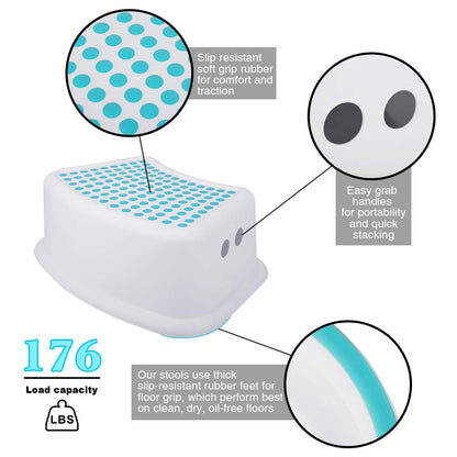 Step Stool for Kids (2 Pack), Toddlers Stool for Potty Training, Bathroom, Kitchen, Bedroom, Toy Room and Living Room. Toilet Stools with Soft Anti-Slip Grips for Safety, Stackable (Grey)