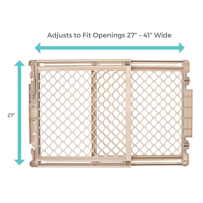 Toddleroo by North States - Stairway Secure Baby Gate: Plastic Baby Gate for Stairs & Doorways - Adjustable Indoor Safety Gate - Made in USA - 27 to 41 Inches Wide - 27 Inches Tall - Sand