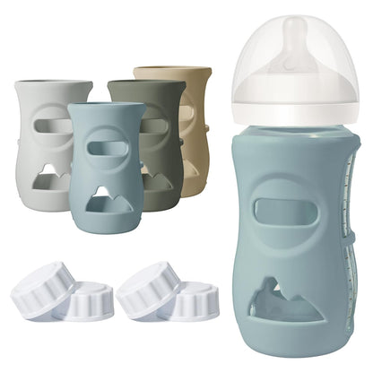3 Pack Silicone Sleeves for Philips Avent Natural Glass Baby Bottles, Food Grade Silicone Anti Breakage Baby Bottles Holder, Compatible with Philips Avent Glass Natural Baby Bottle 8oz