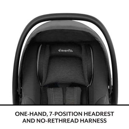 Evenflo LiteMax NXT Rear-Facing Lightweight Preemie and Infant Car Seat 3-30lbs with SensorySoothe. Easy Install with Base (Quartz)