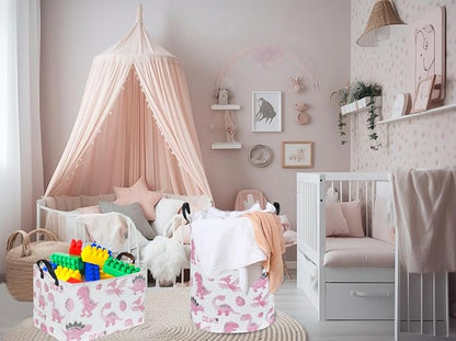 Rectangular Pink Baskets,Dinosaur Basket Cute Storage Basket Organizer for Kids Room Dinosaur Decor ,Clothers,Toys Box,Books,Kid's Gifts Storage. (Pink Dinosaur)