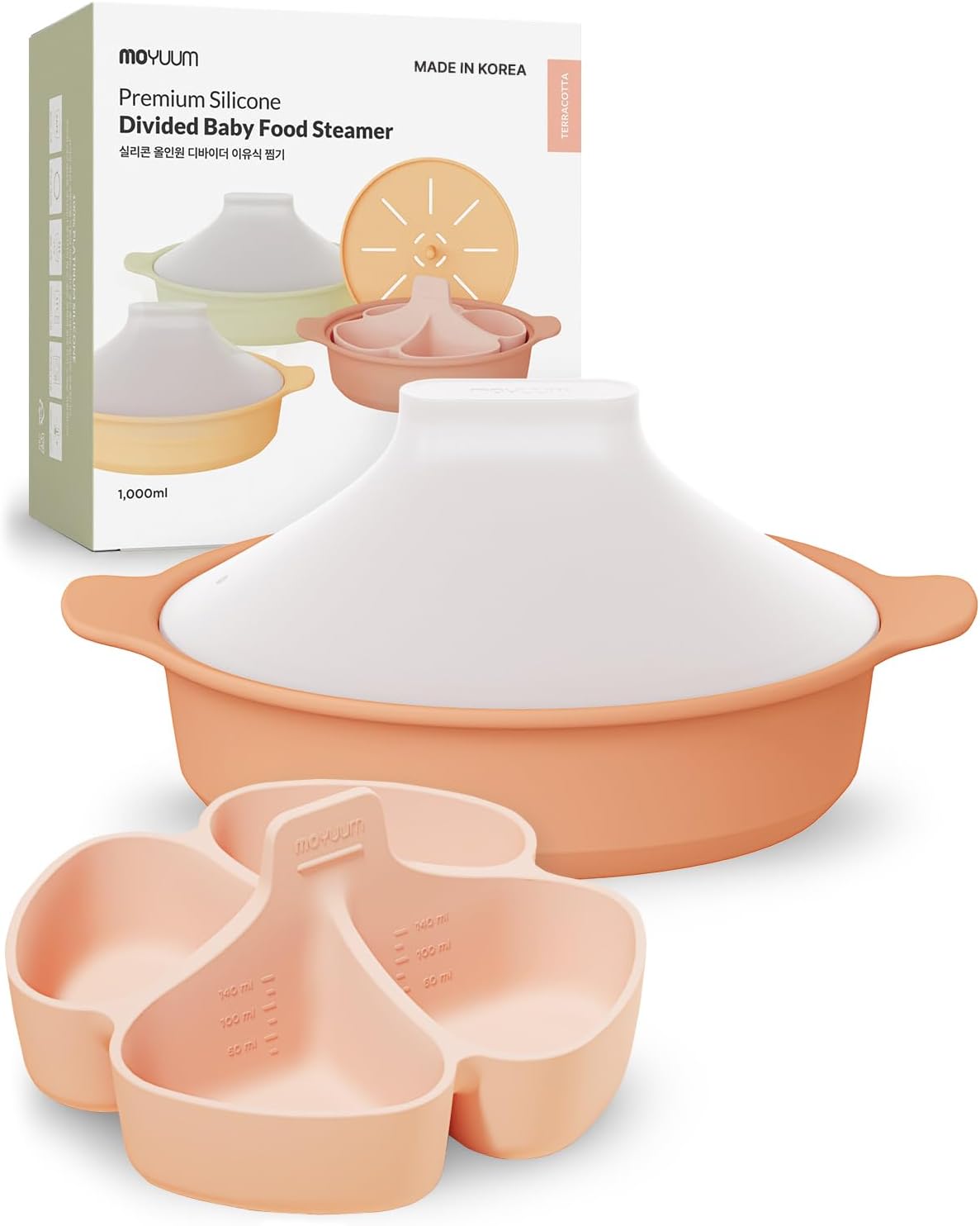 Moyuum Silicone Microwave Steamer | Made in Korea, Baby Food Maker Bowl with Lid, Egg and Vegetable Steam Cooker, Japanese Donabe Inspired Cooking Pot, Dishwasher Safe(Large, Violet)