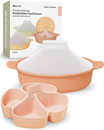 Moyuum Silicone Microwave Steamer | Made in Korea, Baby Food Maker Bowl with Lid, Egg and Vegetable Steam Cooker, Japanese Donabe Inspired Cooking Pot, Dishwasher Safe(Large, Violet)