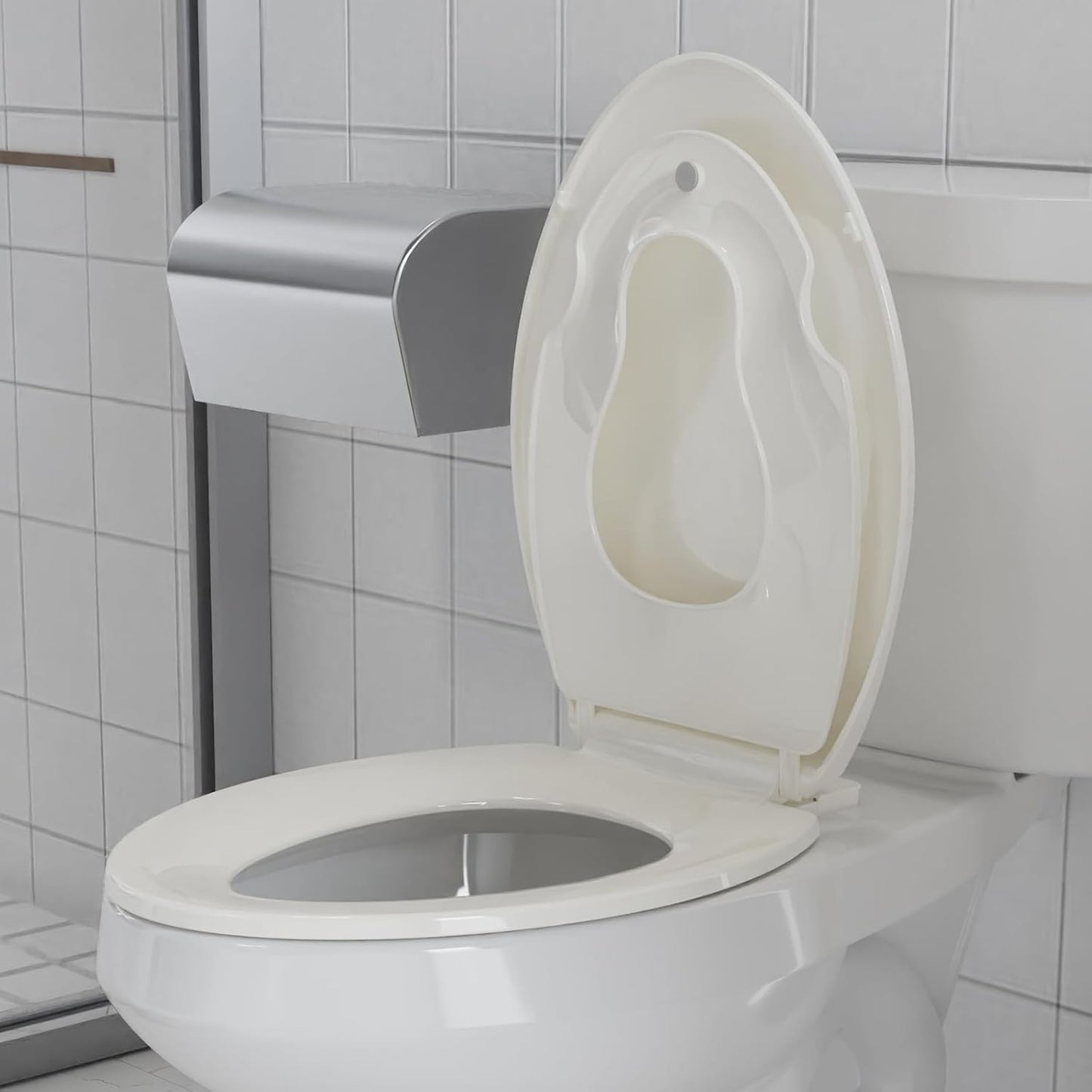 Toilet Seat Round,Toilet Seat with Toddler Seat Built in, Potty Training Toilet Seat Round Fits Both Adult and Child, with Soft Close,Easy Install and Clean - White, Round