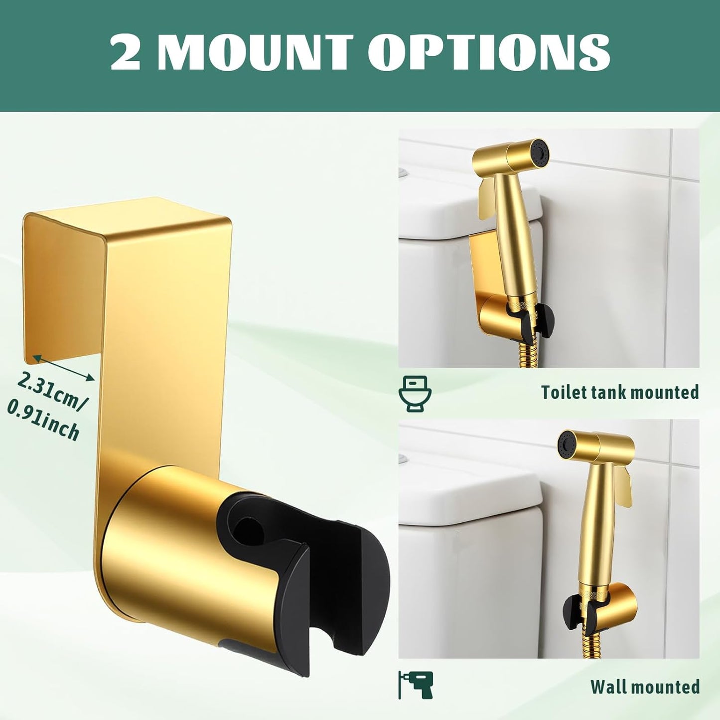 SHENLIU Gold Handheld Toilet Bidet Sprayer for Toilet, Adjustable Water Pressure Control with Bidet Hose for Feminine Wash, Stainless Steel Bathroom Bidets Toilets Sprayer for Cloth Diaper Baby Wash