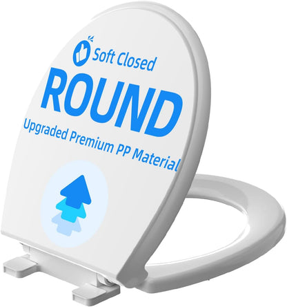 Potty Training Toilet Seat, 16.5" Round White Seat with Built-In Toddler Function, Design for Both Child and Adult,with Detachable Seat Stable .Safe PP Material,Slow Close,Magnets- Round,Easy Install