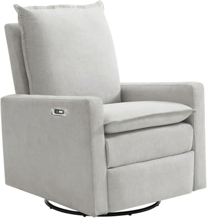 Oxford Baby Uptown Upholstered Glider Recliner Rocking Chair 360° Swivel for Nursery and Living Room - Boucle White