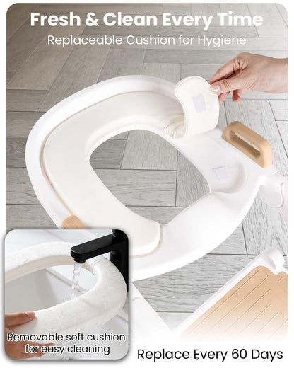 Potty Training Seat, Primlect Upgrade Ultra-Stable Toddler Toilet Seat for Kids Boys Girls, 2 in 1 Potty Training Toilet with Step Stool, Adjustable Seat and Ladder, Non-Slip Pad, Splash Guard (Grey)