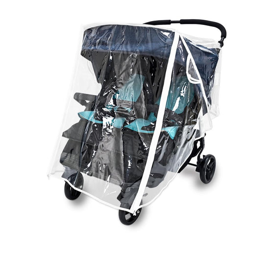 Double Stroller Rain Cover, Universal Weather Shield for Side by Side Twins Stroller, Waterproof Stroller Cover for Rain and Snow, Baby Travel Outdoor Accessories