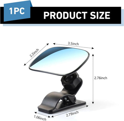 Car Mirror for Baby, Multi-functional Convex HD Wide-angle Rear View Mirror, Clip On 360 Degrees Adjustable Observation Auxiliary Tool, Universal for Most Vehicles (Black)
