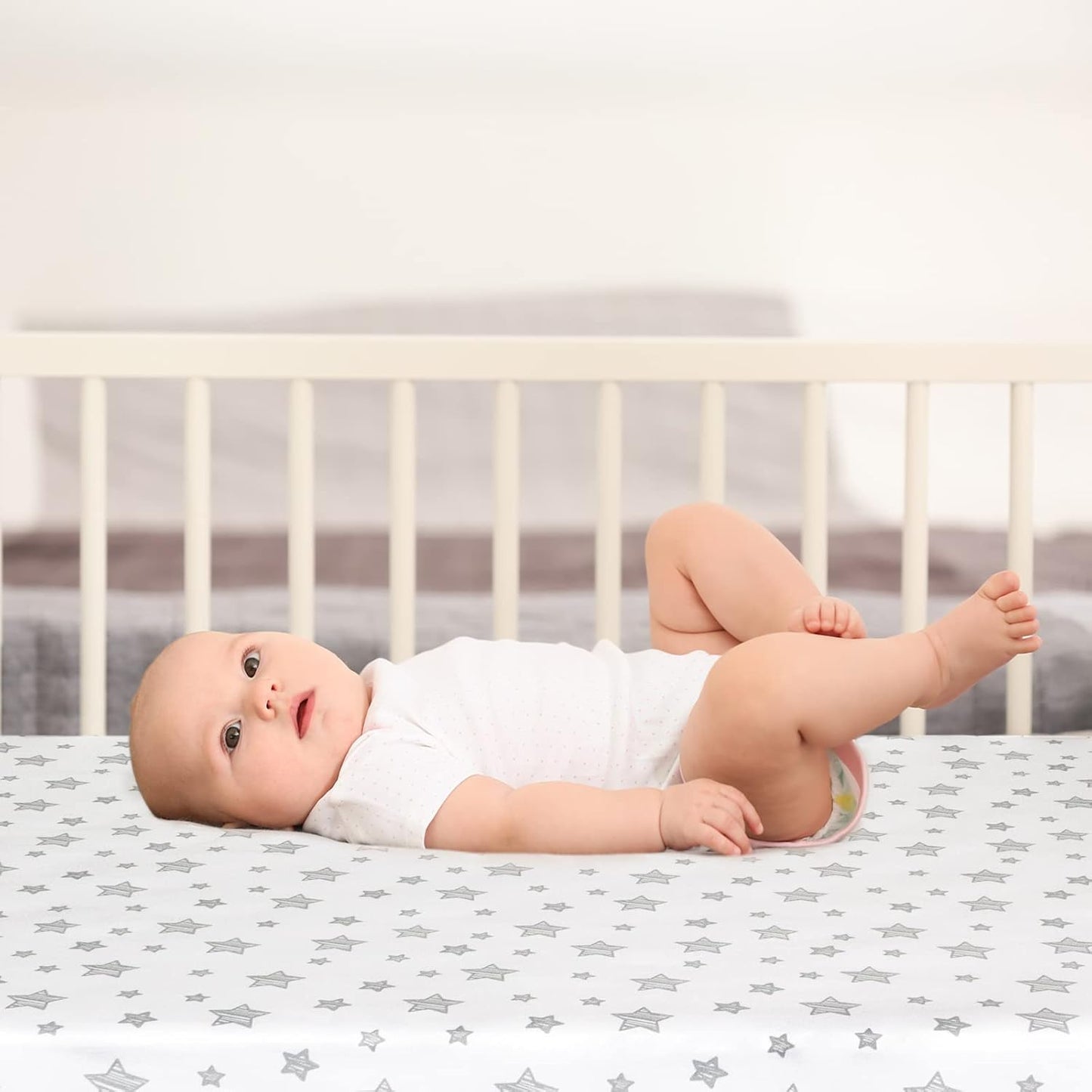 Pack and Play Sheets, 2 Pack Mini Crib Sheets, Stretchy Playard Fitted Sheet, Compatible with Graco Pack n Play, Soft and Breathable Material, Planet & Flower
