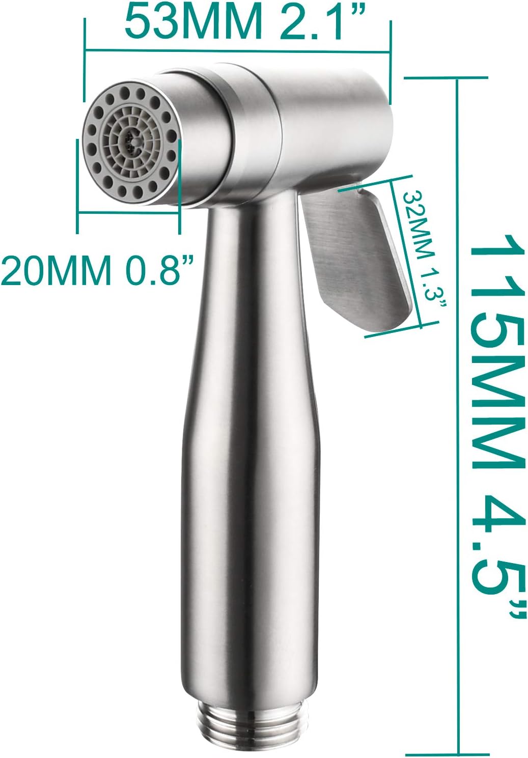 Tecmolog Dual Mode Bidet Sprayer Head Stainless Steel Cloth Diaper Shattaf Hygiene Toilet Replacement, White, WS024AW