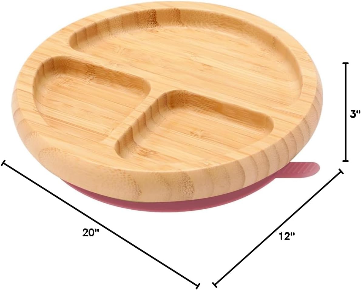 Bamboo Suction Plates for Babies and Bamboo Plates For Kids Baby Feeding and Weaning (Pink)