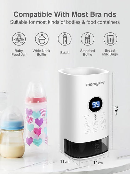 MOMYEASY Fast 2-Minute Baby Bottle Warmer - Steam Heating for Breastmilk & Formula, Fits All Bottles, Precise Temp Control with Timer, Auto Shut-Off