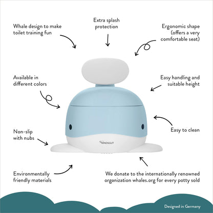 Kindsgut Whale Potty Training Toilet – Ergonomic Toddler Potty for Boys & Girls, Designed in Germany, Non-Slip & Easy Clean, Pigeon Blue