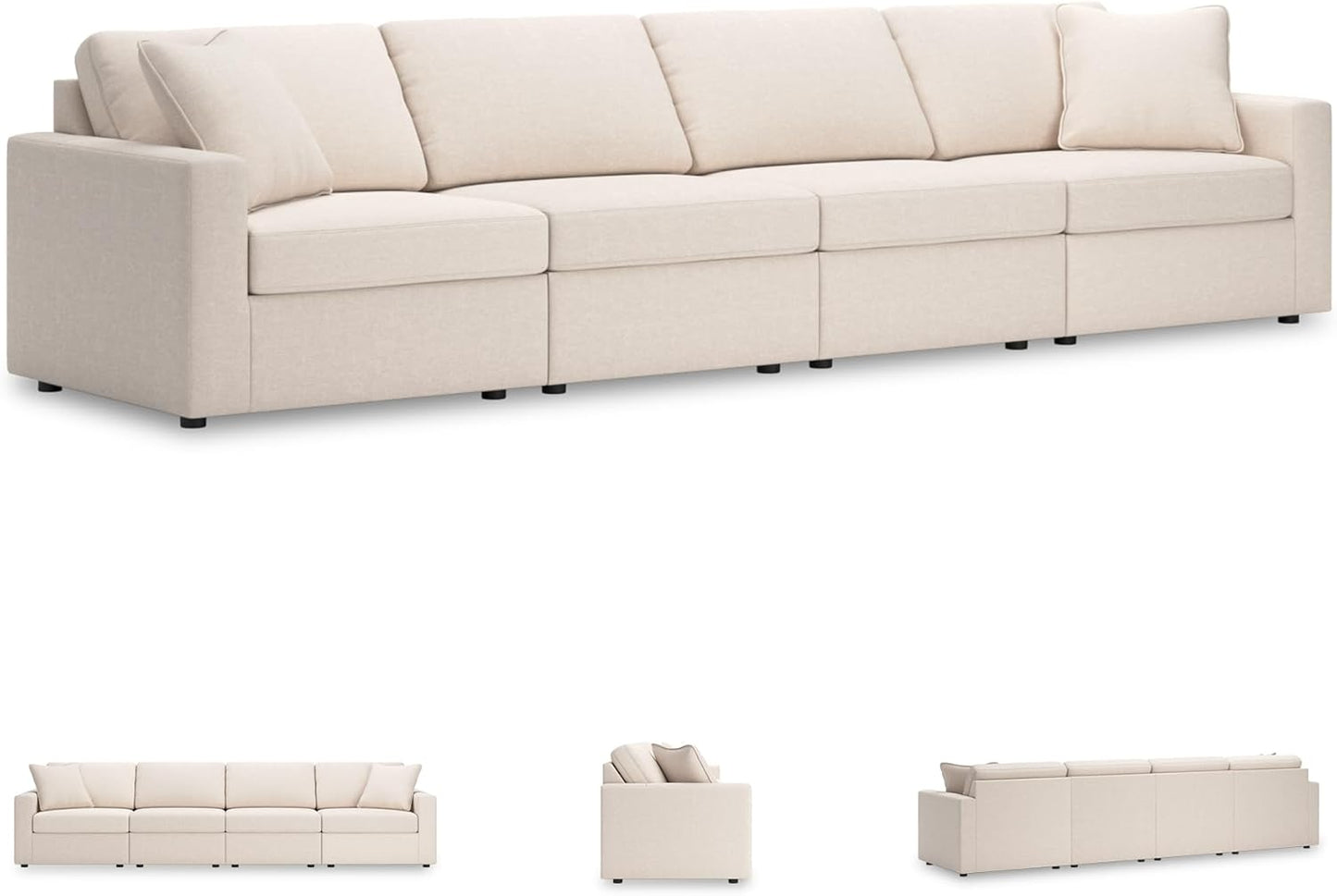 Signature Design by Ashley Modmax Coastal Press-Back Swivel Glider Rocker Recliner with Machine Washable Cover, Hidden Storage Compartments and 2 Bolster Pillows, Beige - Colors B