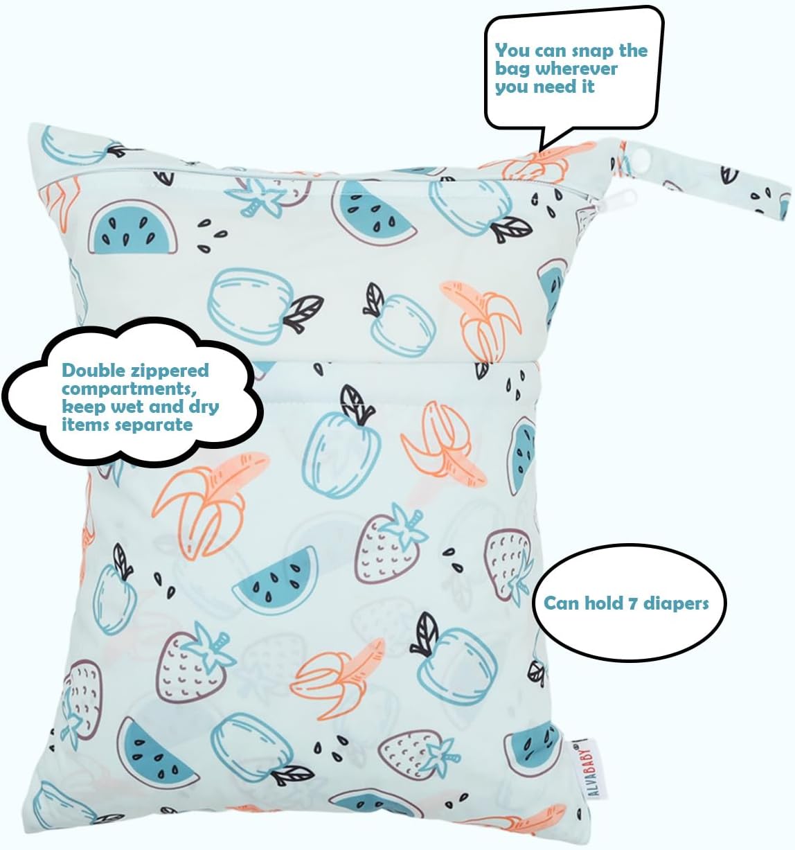 ALVABABY 6pcs Cloth Diaper Covers &1 Wet Dry Bag, Washable Reusable Cloth Nappy Shell for Prefold with Multi-Functional Bag, Flat or Fitted Diaper Inserts 6NKZ06