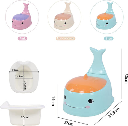 Potty Seat Baby Training Chair Boys Girls Toddler Whale Comfortable children 1-5 years old Baby toilet Animal seat with lid back potty trainer (Pink)
