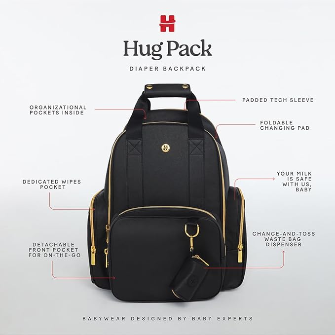 HUGGIES Unisex-adult Signature Hug Pack Diaper Backpack, Dark Grey Heather, One Size
