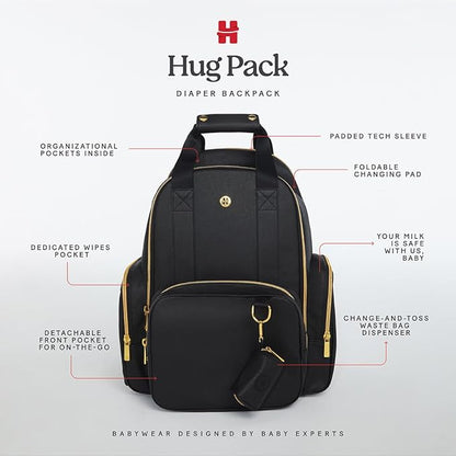 HUGGIES Unisex-adult Signature Hug Pack Diaper Backpack, Black, One Size