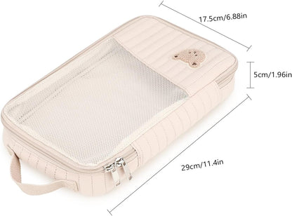 MOMIGO Baby Diaper Bag Organizer Pouches - 2 Pack Waterproof Pod Hanging Diaper Bag Cute Rabbit Bear Mesh Bag Reusable, Washable or Baby Cloth Diapers (Green)