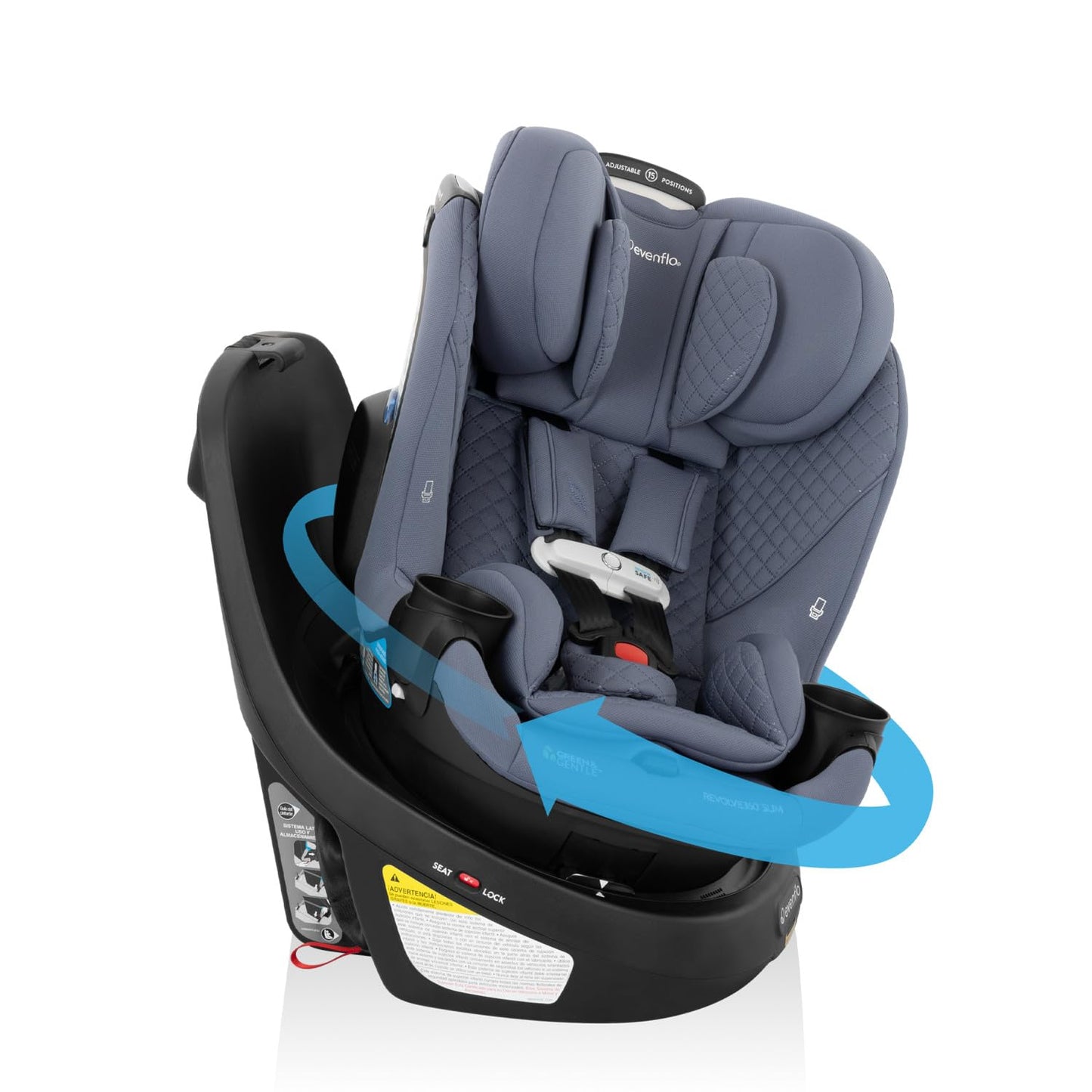 Evenflo Revolve360 Slim 2-in-1 Rotating Car Seat with Green & Gentle Fabric (Travertine)