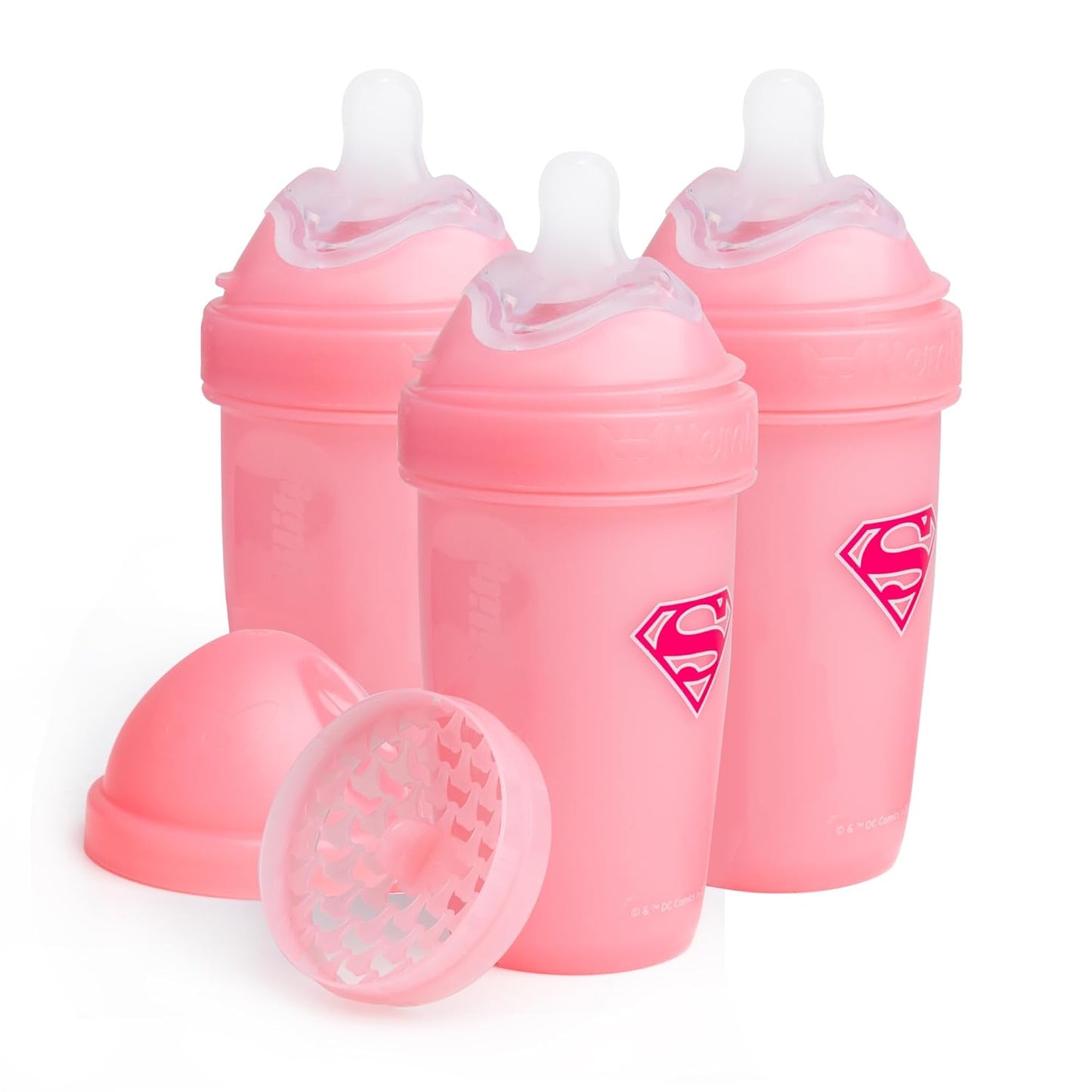 Herobility Anti-Colic Baby Bottles 5 oz / 140 ml – Pack of 3 Newborn Baby Bottles, Slow Flow Plastic Bottles, Breast-Shaped Teat for Breastfed Babies, Small Baby Bottles, Swedish Design, Batman
