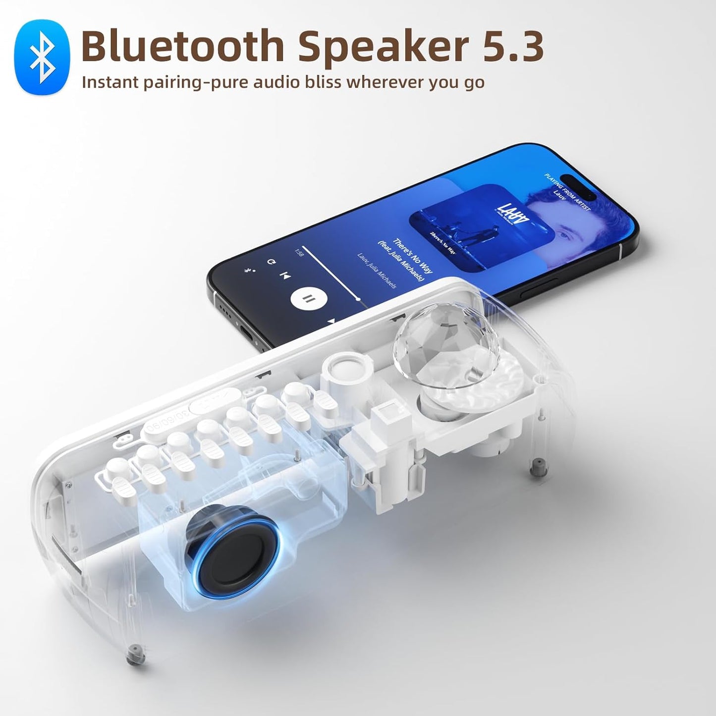 White Noise Sound Machine with Clock for Baby Kids Adults, with 8 Soothing Sounds for Office & Sleeping, 30/60/90 Mins Timer, Bluetooth Speaker, Star Projector Galaxy Light for Home, Travel