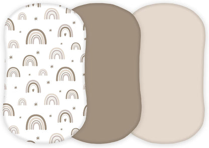 Muslin Bassinet Sheets for Angelbliss, Cowiewie, Amke, Jimglo, Suihuooo, Wayfong Baby Bassinet Bedside Sleeper by TansyPanda, 3PC, 20×33in, Ultra Soft, Breathable, Snug Fit, Unisex Boys Girls, Maadi