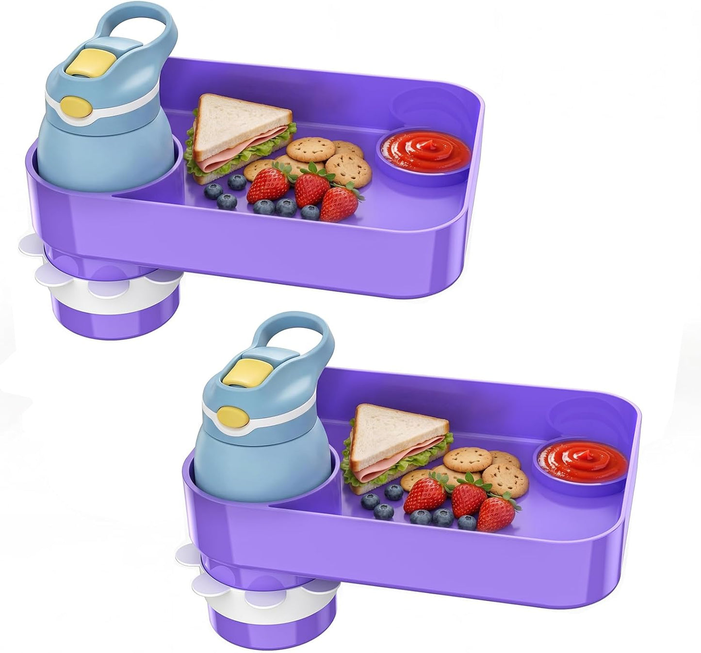 Kids Car Seat Tray, Travel Tray with Cup Holder for Toddler Baby, Kids Car Seat Food Snack Organizer for Road Trip, Stroller Snack Organizer Travel Must Haves Toddler Must Haves (Dark Gray, 1PCS)